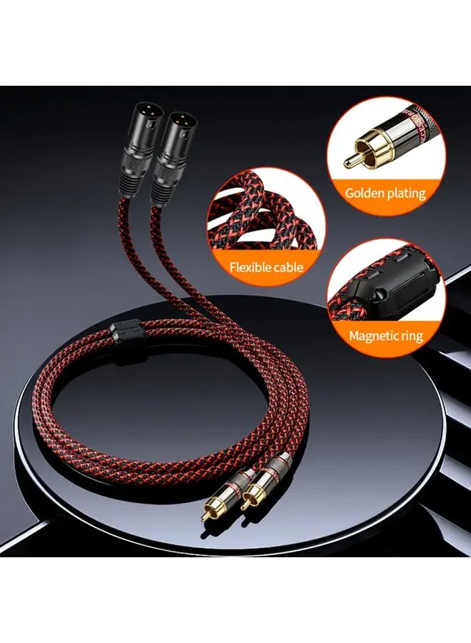 كابل صوتي احترافي من XLR ذكر إلى RCA أنثى 2 متر متوازن من الأكسجين الحر OFC لاستوديو DJ والصوت الحي - Image 5